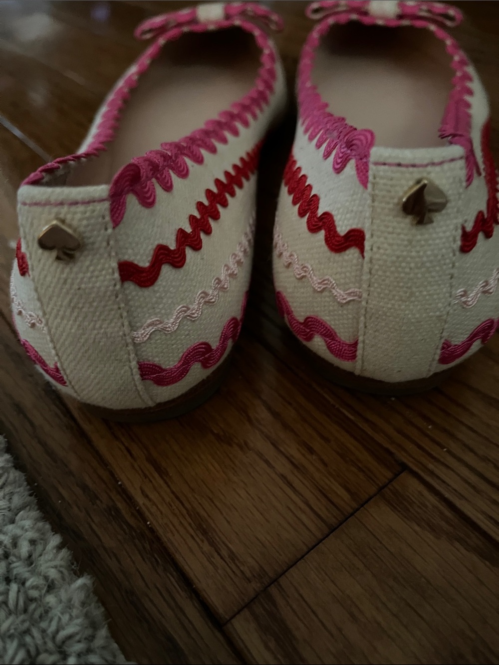 kate spade Cream Pointed-Toe Flats with Pink & Red Trim - Picture 7 of 7